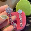 Серьги Mori Summer Fresh Apple Green Zircon Серьги Camellia Flower