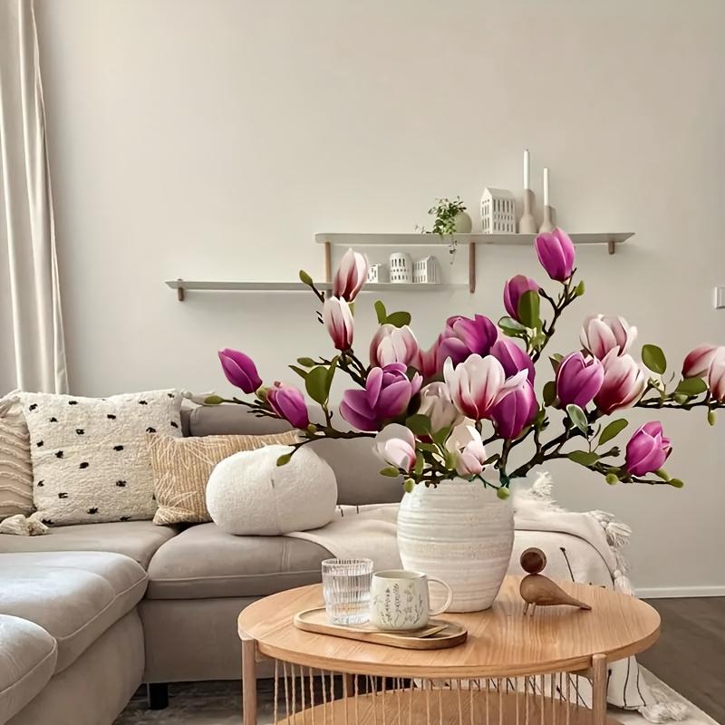 Роскошный набор «Нефритовый орхидей» из 6 штук - Реалистичные лепестки и листья, Декоративное украшение для приставного столика в гостиной, Подходит для дома, офиса, 3 фиолетовых 3 розовых