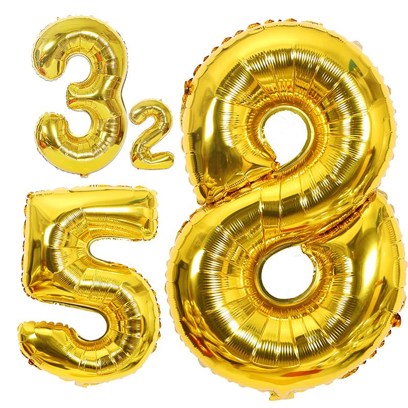 40Inch Rainbow Number 0-9 Foil Balloons Happy Birthday Wedding Party Decoration Adult Colorful Helium Balloon Globos Kids Gift