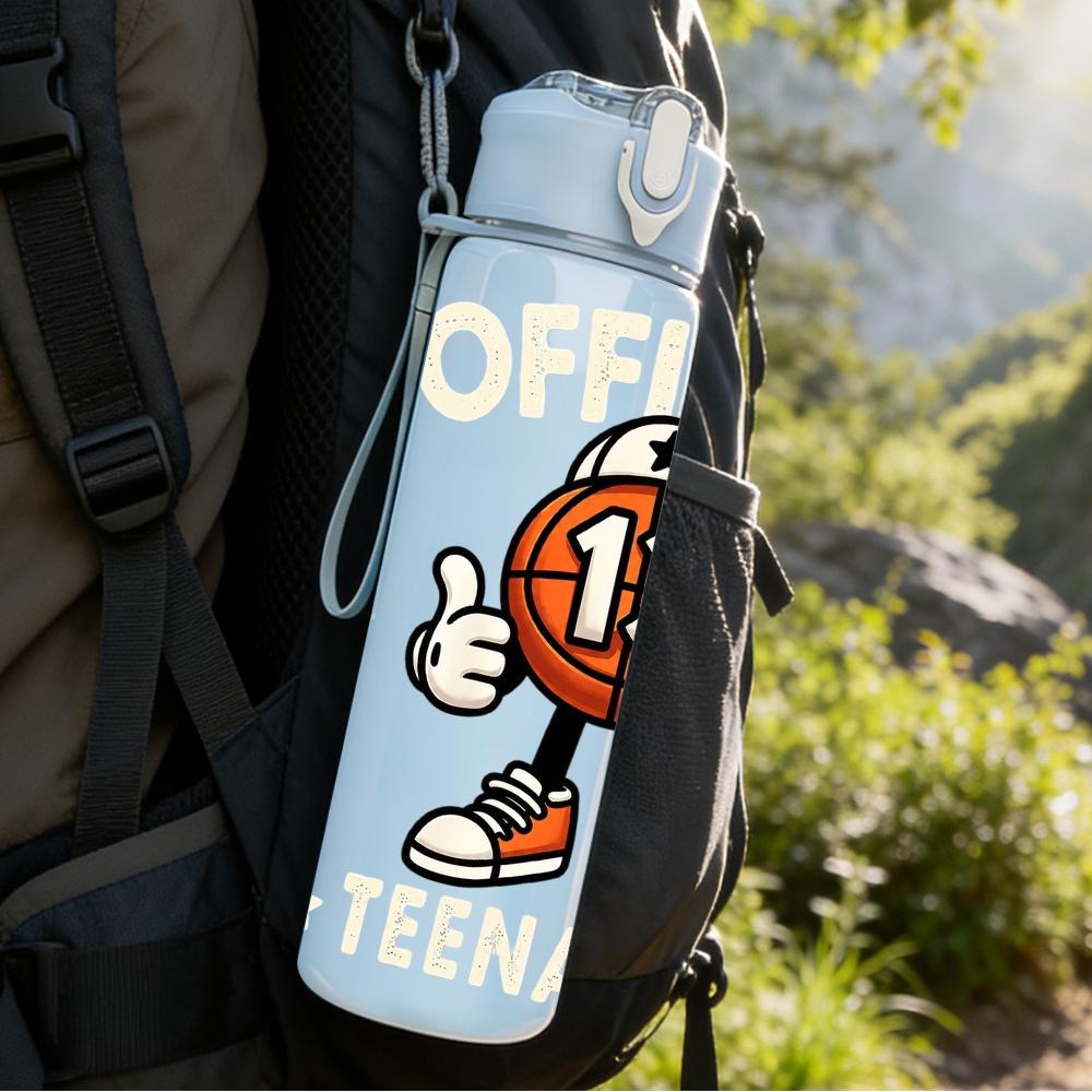 1PC Number 13 Teenager Mascot Figure 750ml Color Plastic Water Bottle Leakproof Flip Straw Lid For Sports Office Home Use
