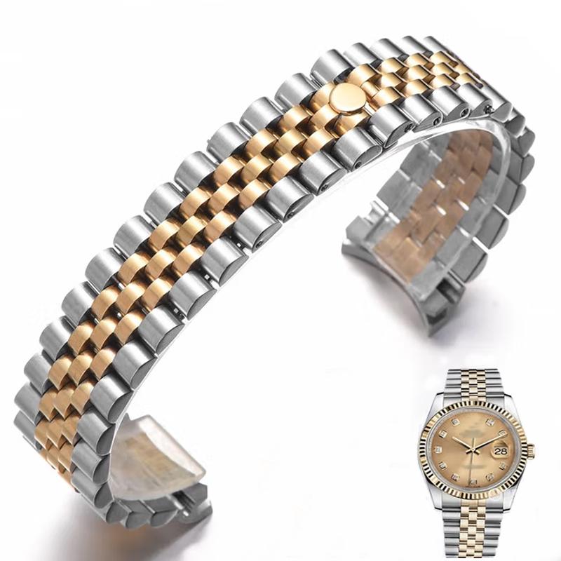 Двухцветный серебристо-золотой браслет из нержавеющей стали для Rolex Datejust, Day-Date и Oyster Perpetual