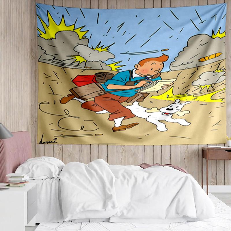 1PC Tintin's Adventure City Quick-Dry Tapestry, Unique Design Tapestry, Suitable for Bedroom,Livingroom, Playroom,Heartwarming Holiday Gifts