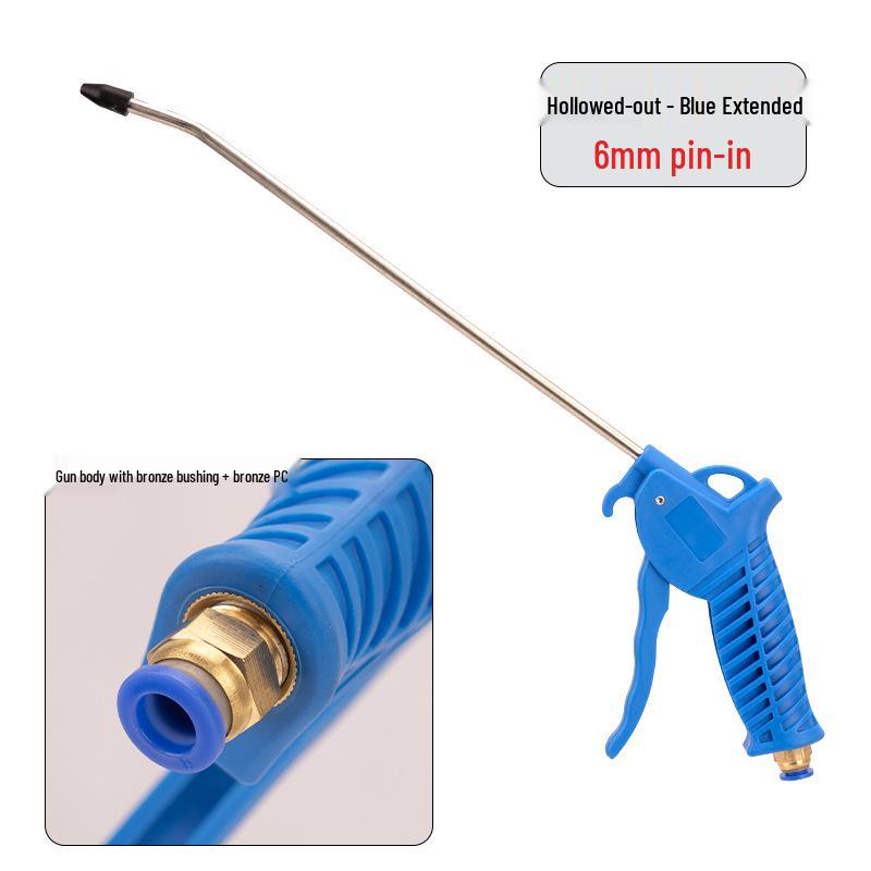High-Pressure Pneumatic Blow Gun with Direct Insert Connector, 8mm Tube, 6mm Extendable for Dust and Ash Removal.