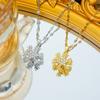 Rotable Snowflake Pendant Necklace Jewelry Micro-inlaid Diamond Necklace Clavicle Chain