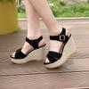One-word Buckle with Hemp Rope Comfortable Summer New Wedge Heel Sandals Cross Fish Mouth Water Table High Heel Women's Shoes