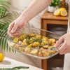 Жаропрочная стеклянная форма для выпечки с ручками Прозрачная прямоугольная форма для выпечки для духовки, микроволновой печи, холодильника Многоцелевая для лазаньи, рыбы, овощей