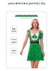 Clover St. Patrick's Day Irregular Sleeve Dress with Digital Print Skirt for Women
