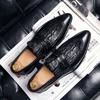 Men Genuine Leather Pointed Toe Leather Crocodile Embossed Pattern Lazy Slip On Brogues Dress Shoes Youth Black/brown Size 38-46