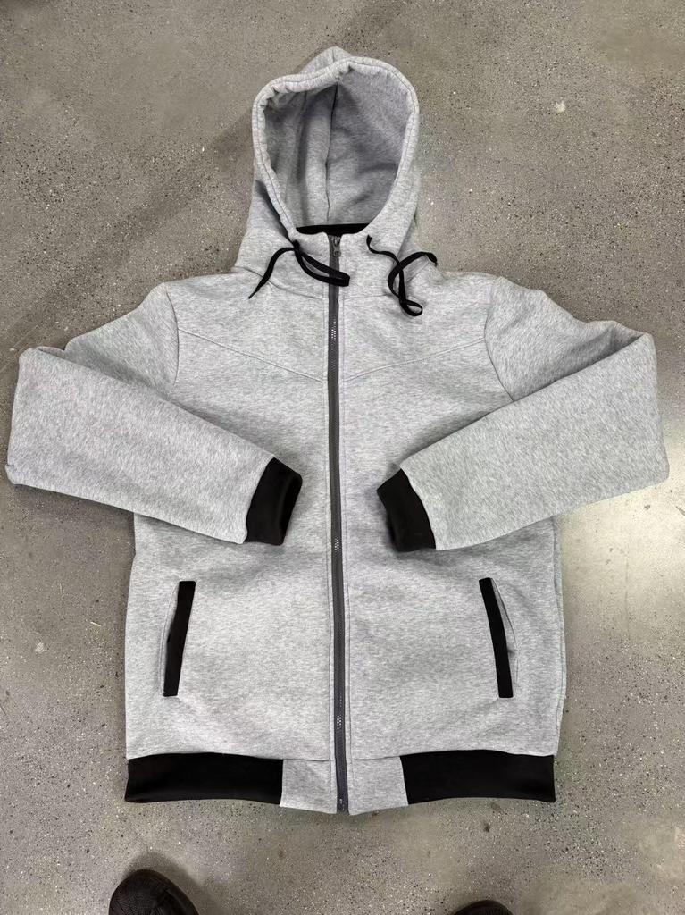 Autumn/Winter Cross-Border Fashion: Solid Color Plus Velvet Loose Hooded Jacket with Double Zipper and Long Sleeves