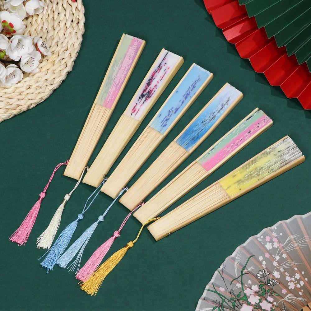 Бамбуковый антикварный складной веер Веер в китайском стиле Летний женский веер для танцев Портативный элегантный веер с цветами Ручной веер Украшение для дома