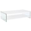 Table Basse - Verre Bois MDF - Blanc - 130 X 65 X 35,5 Cm