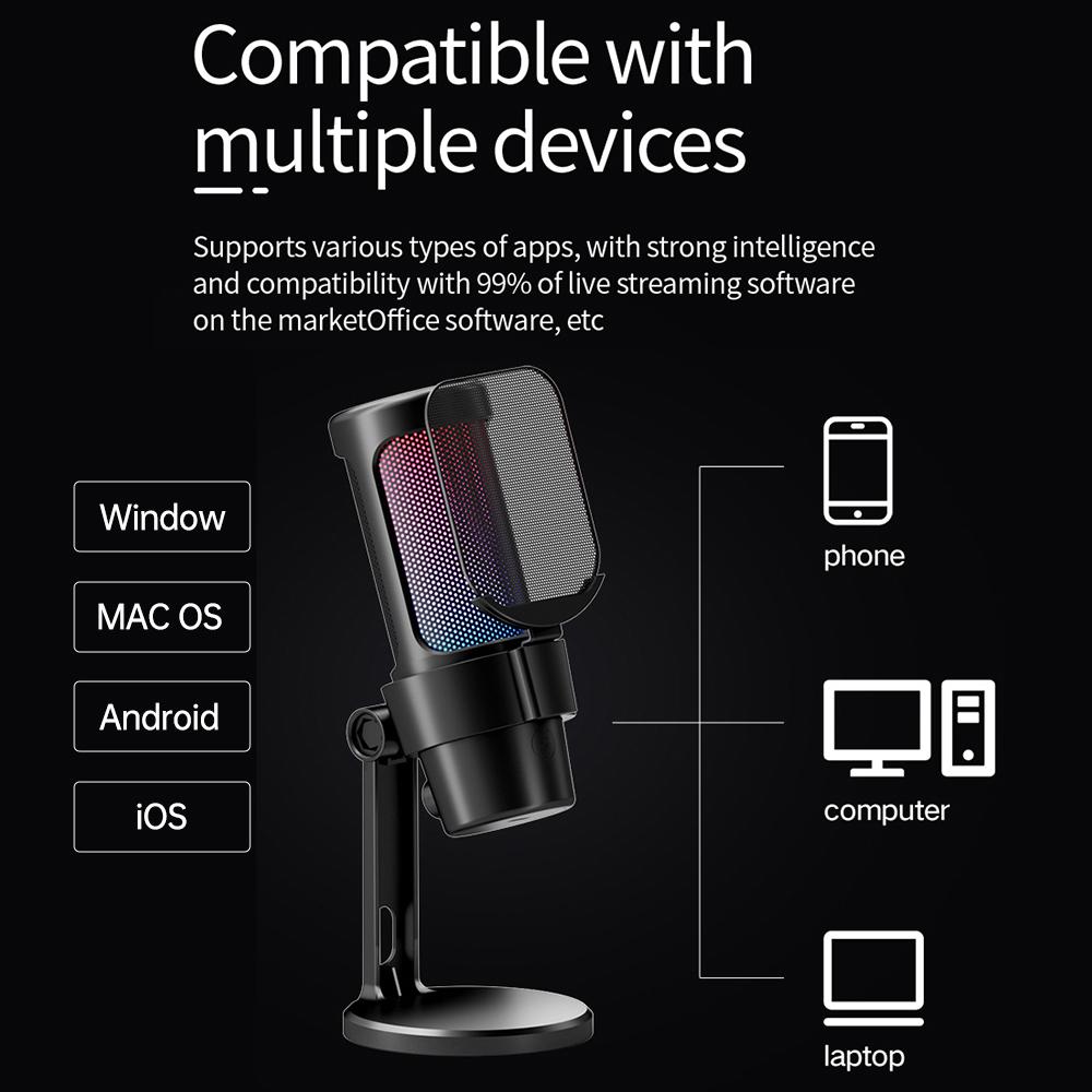 Game Microphone PC Microphone Set RGB Microphone White