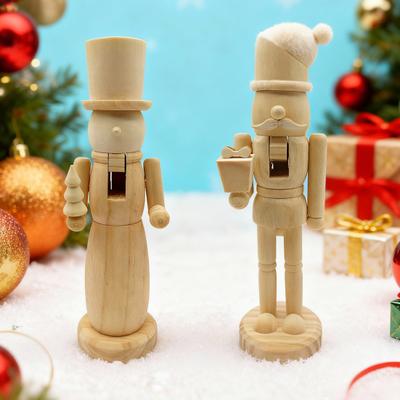 Нераскрашенная рождественская фигурка Щелкунчика Сделай сам Пустая фигурка солдатика Щелкунчика Незаконченная деревянная фигурка Щелкунчика для рождественского украшения, поделочный проект