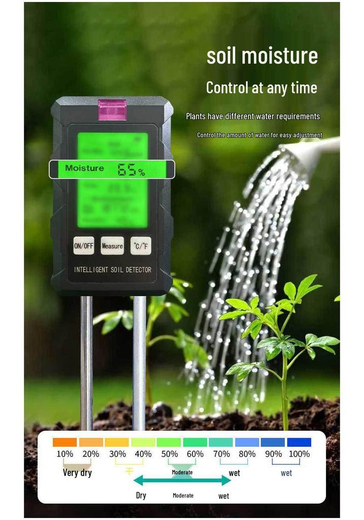 Soil Moisture, Light, pH, and Nutrient Tester for Plants