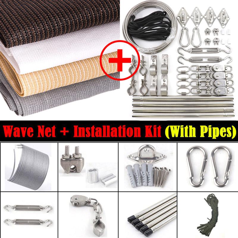 Width 2.5m~3m Outdoor Retractable Sun Shade Sail UV Block Sun Shade Net Patio Pergola Telescopic Wave Shading Canopy with Parts