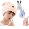 Детская шапочка для купания для девочек, прочная эластичная шапочка без пуговиц с милым мультяшным кроликом, коралловая шапочка для волос, сухой душ