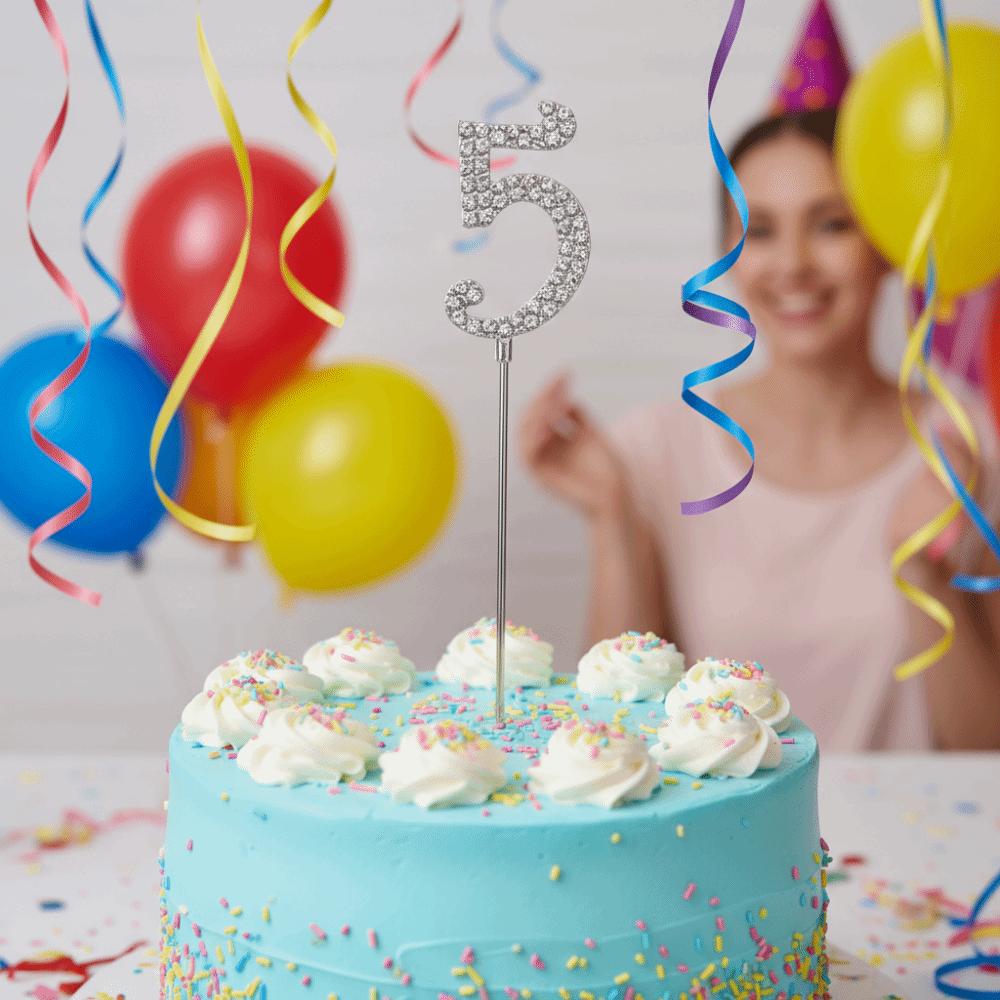 Rhinestone Cake Plugin Set Shining Birthday Candle Holder Fashion Number Cake Topper Wedding
