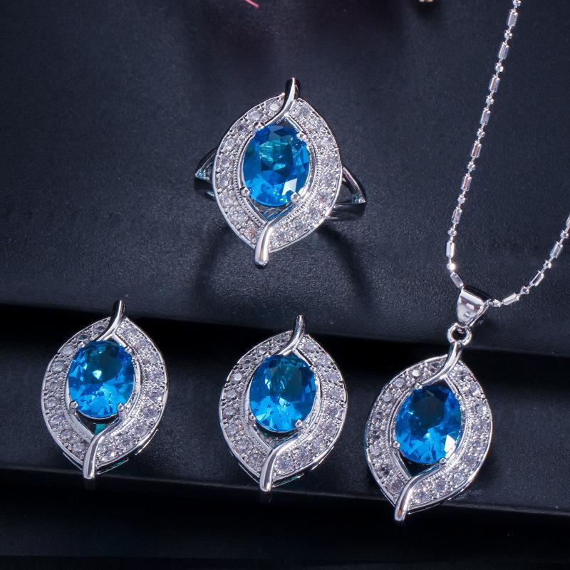 Набор украшений, Свадебные украшения Серьги Ожерелье Кольцо Набор из трех предметов Цепочка