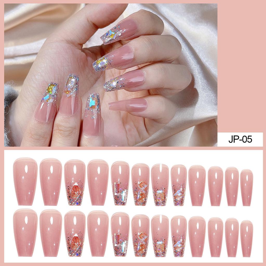 Nail Art Wearing Light Therapy Special-Shaped Diamond Nail Art Fake Nail Piece Small Red Temperature Elf Flash Diamond Removable