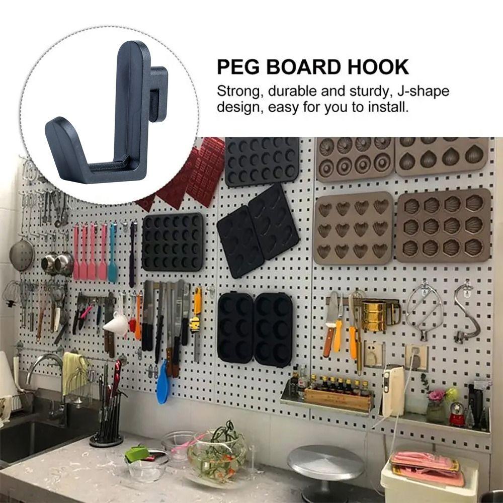 10Pcs J Shape Oblique Hanger Storage Rack Organizer Pegboard Hook Durable Hole Board Hook