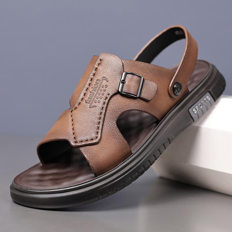 FashionGenuine Leather Sandals for Men Outdoor Beach Flats Breathable Casual Normal Casual Anti Slip Designer Replica Summer Sandals