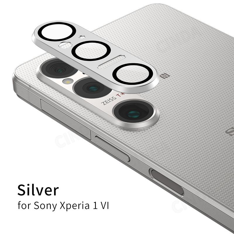 Premium for Sony Xperia 6 Screen Protector 9H Anti-Scratch Tempered Glass with Metal Alloy Ring Full Cover Camera Lens Protector