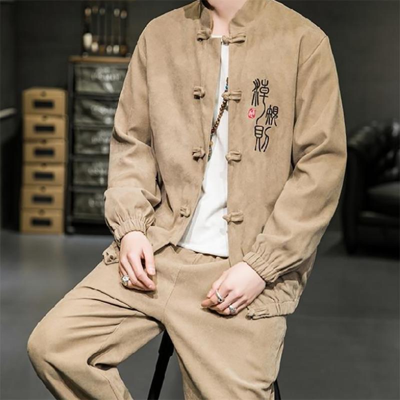 Китайский костюм Тан с вышивкой, летняя мужская этническая одежда в китайском стиле в стиле ретро