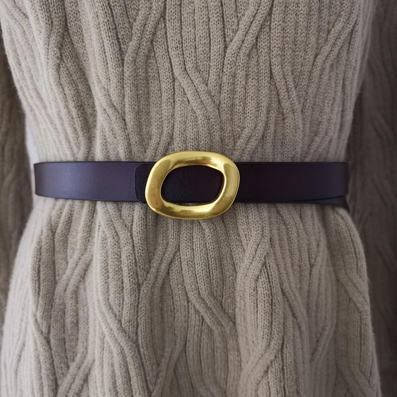 Authentic Ladies Belt With Alloy Circle Buckle For Office And Casual