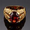 Модное женское кольцо с гранатом и красным 6 зубцами