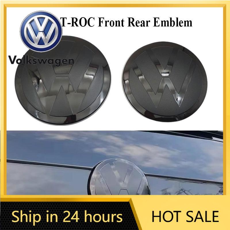 2026 New For VOLKSWAGEN VW VW T-ROC ABS Mirror Black 144mm 113mm Emblem Car Front Grille Logo Rear Trunk Badge For Volkswagen T-