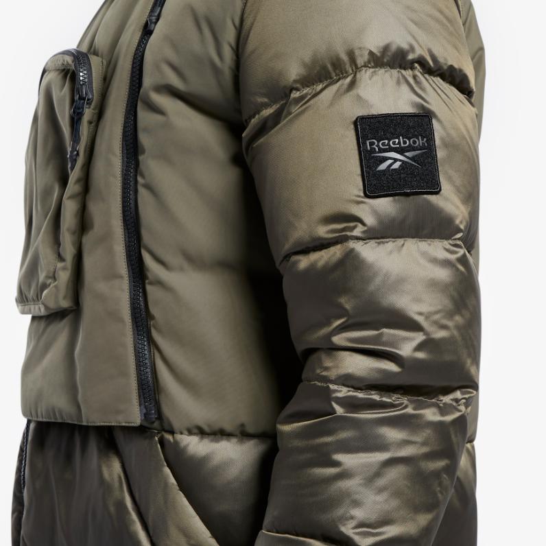 Reebok Повседневная спортивная куртка с капюшоном, теплая мужская куртка цвета милитари-зеленый GR8944