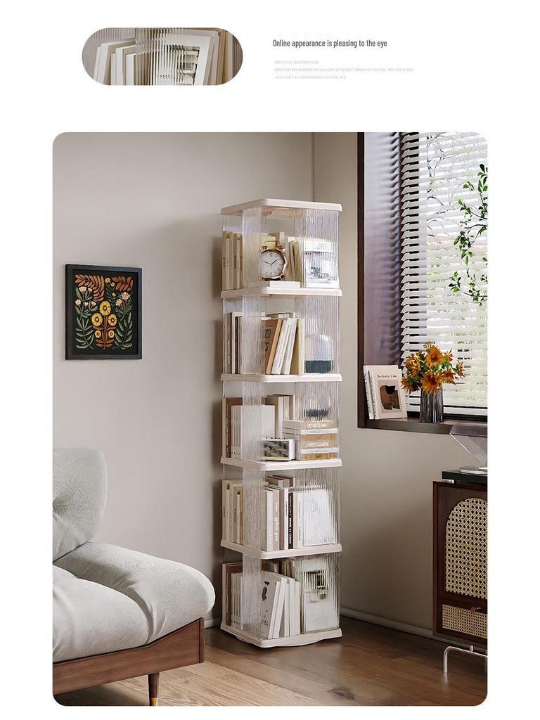 Вращающийся на 360° детский книжный шкаф - Большая вместимость, многоярусное напольное хранилище для гостиной