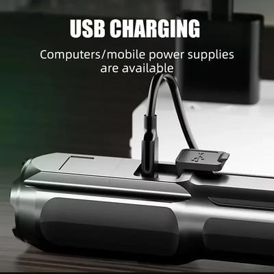 Мощный фонарик для улицы, аварийный, многофункциональный, USB, кемпинговый свет, осветительный фонарик, рабочий, боковая зарядка