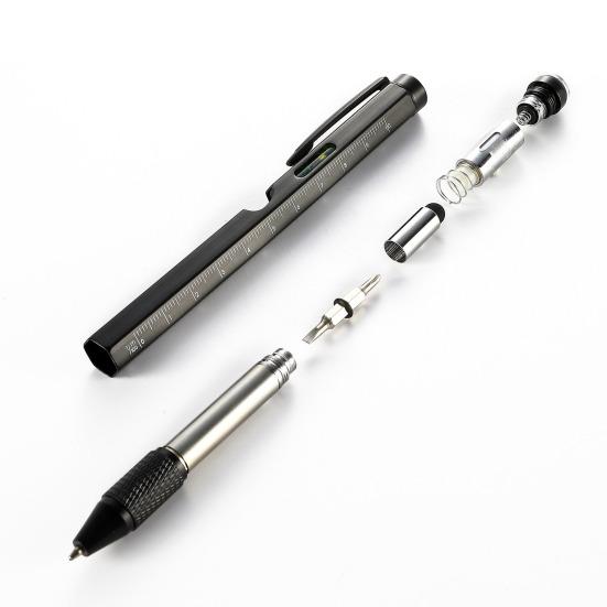 Многоцелевой инструмент ручка для мужчин светодиодная подсветка отвертка линейка стилус уровень открывалка для бутылок гаджеты 9-в-1 мультитул ручка