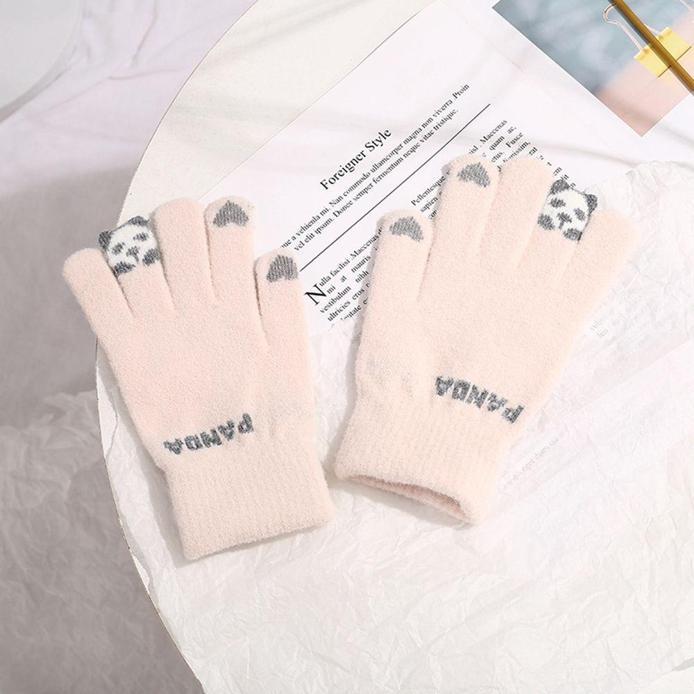 Simple Letter Knitted Elastic Panda Female Gloves Driving Gloves Gloves Wool Mittens