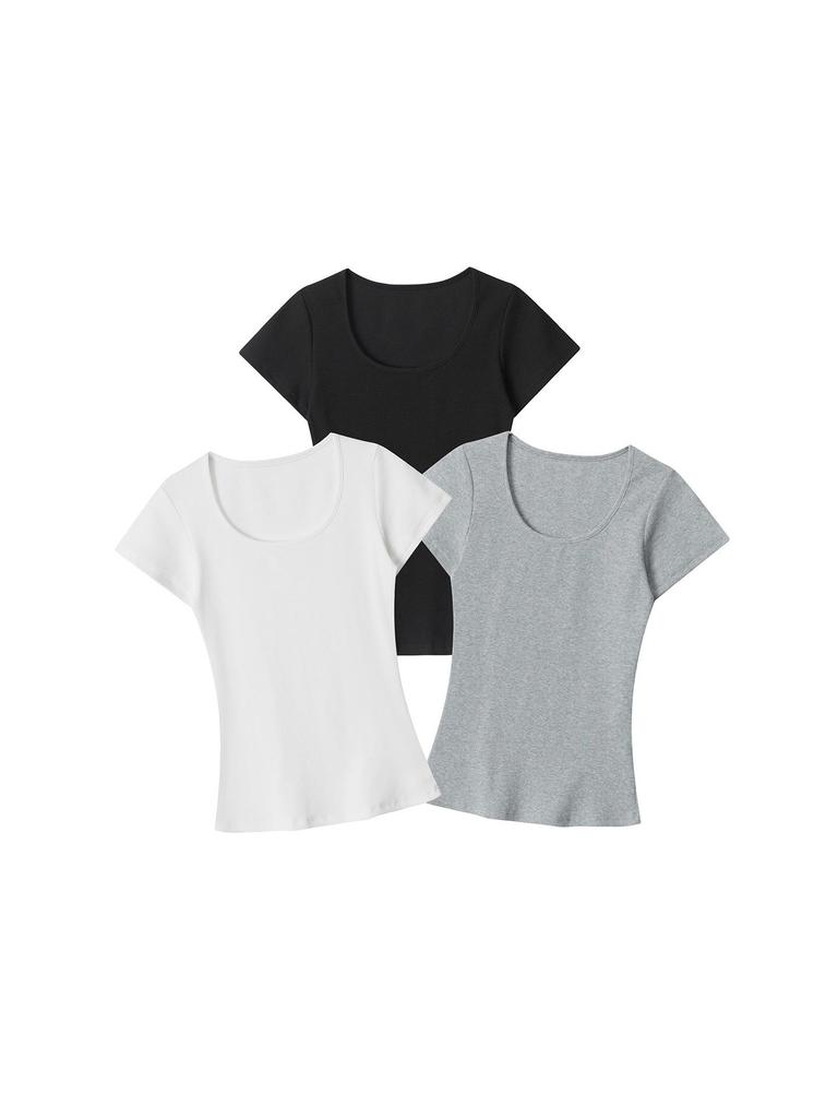 HeyHenry Women's Square Neck Slimming T-shirt - Short Sleeve, Solid Color, Casual Summer Top