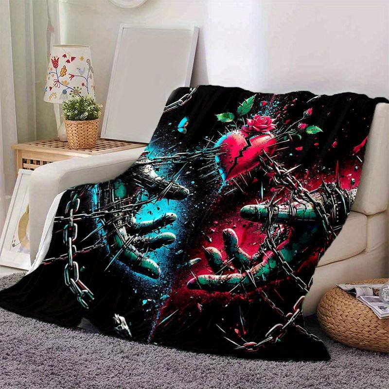 1pc Broken Heart in Chains Blanket Seasonal Universal Home Decorative for Room, Gift Idea, Living Room, Travel, Camping