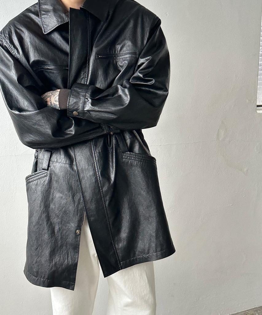 NUAKLE (M) Bellin Leather Car Coat_Black