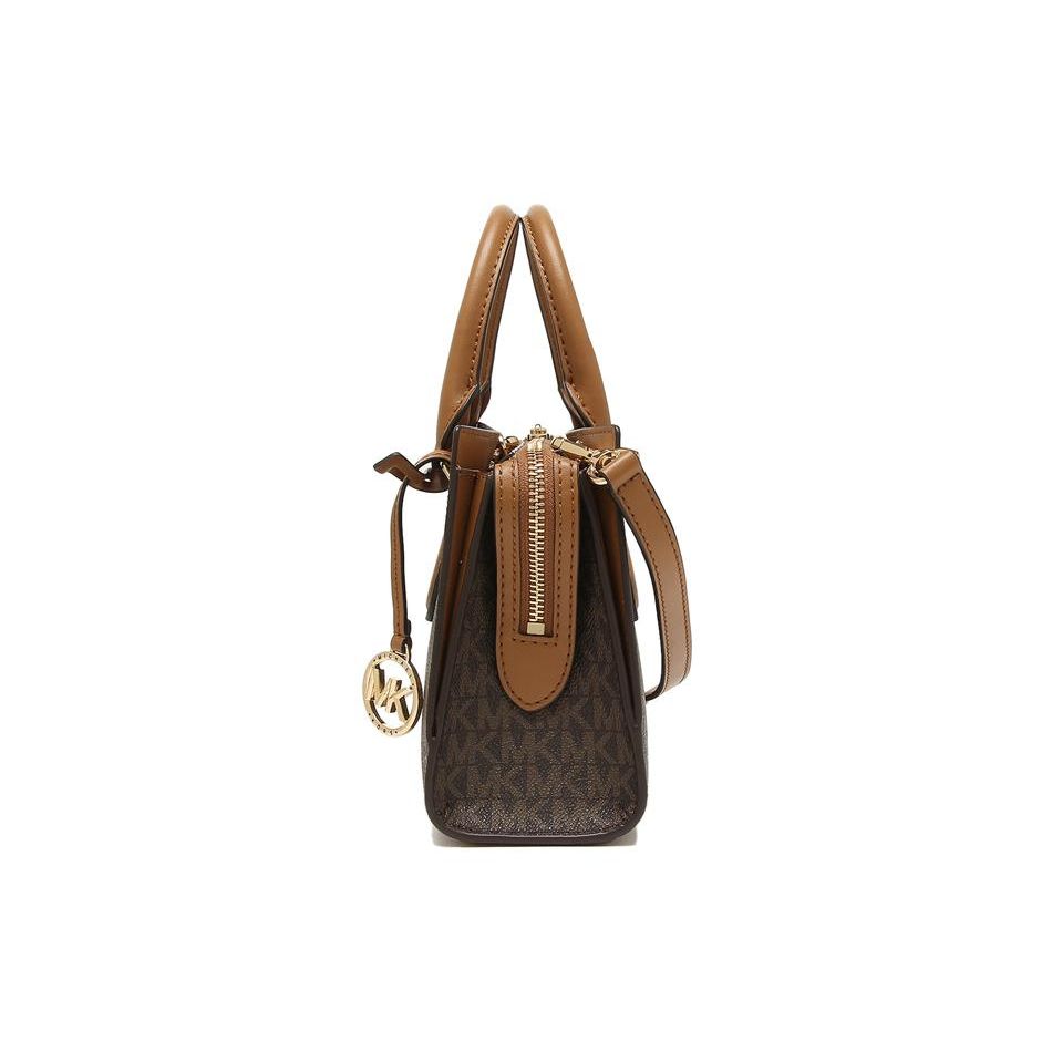 Michael Kors Mk Valerie Классическая сумка для поездок с винтажным принтом логотипа, холст, полиэстер, женская сумка, цвет желудя-коричневый 30F2G9VS1B-BRN-ACORN