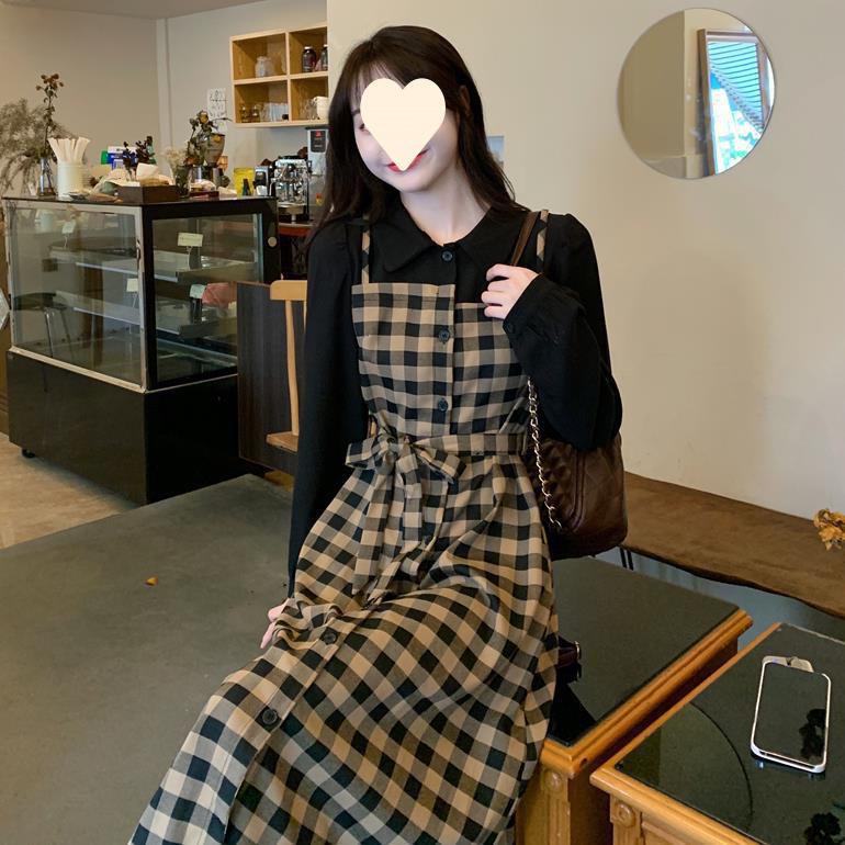 2025 Осень/Зима Ретро Клетчатый Стиль Двойка – Модное, омолаживающее платье MM Plus Size с длинными рукавами
