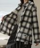 UNKNOWN PLANET Brushed Check Oversized Shirt White