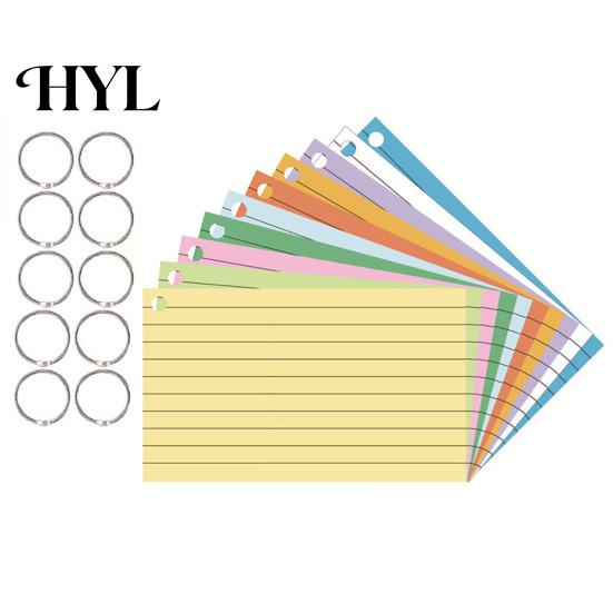 Thickened Flash Cards Colored Index with Metal Ring Smooth Writing Double-sided Paper No Ink Bleeding Notecards Ruled Study School Supplies