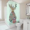 TU Cute Reindeer Christmas Shower Curtain Festive Holiday Forest Animal Bathroom Decor Waterproof Home Decor Gift Idea Holiday S