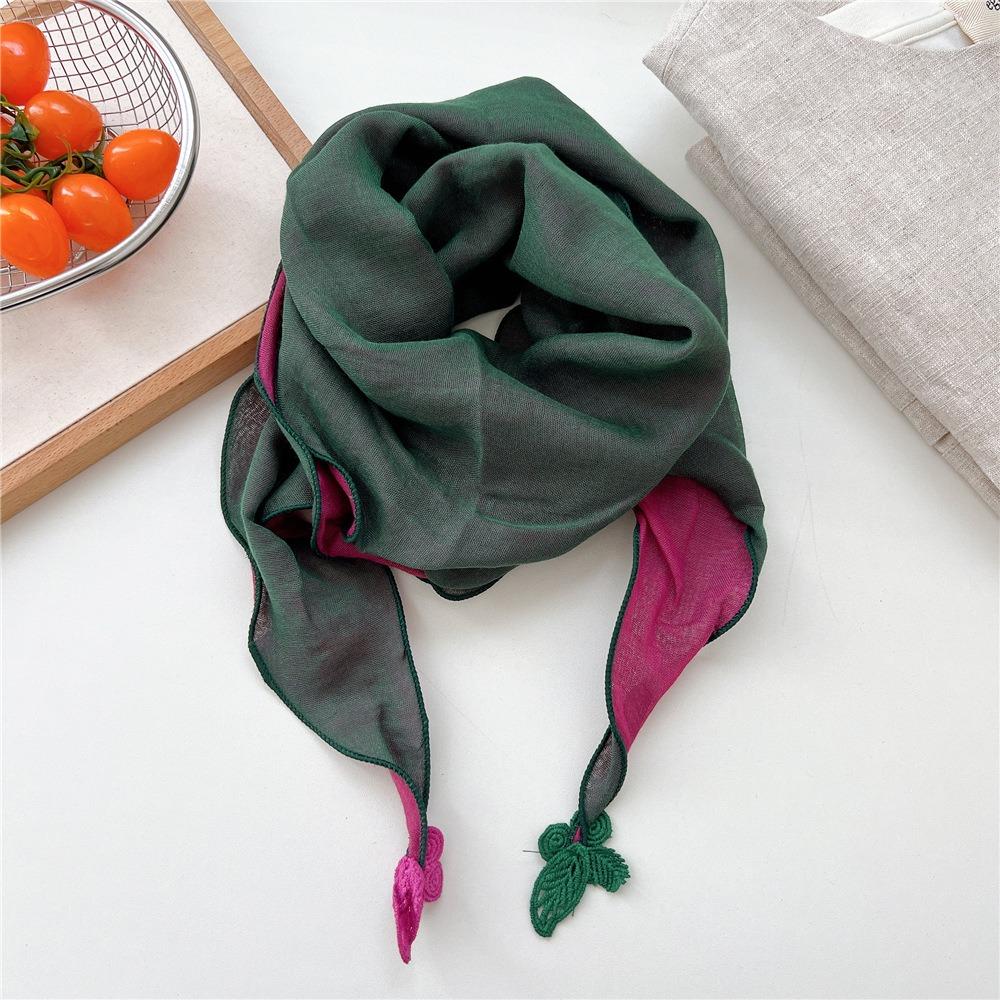 Double Layer Design Two Tone Headwrap Scarf Cotton Linen Cold Weather Protections For Women