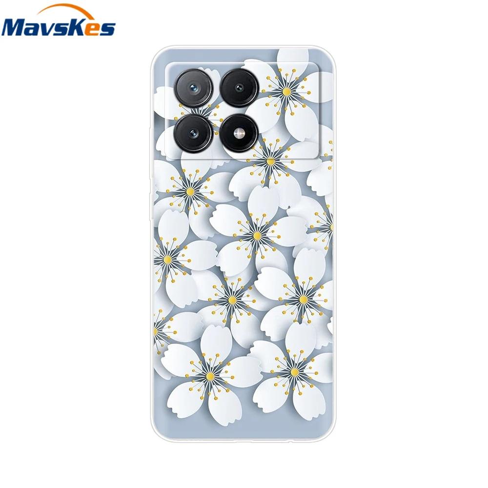 Чехол для Xiaomi Poco X6 Pro Мягкий окрашенный ТПУ чехол для телефона Для Xiomi Poco X6 PocoX6 Pro 5G Силиконовый чехол Цветочный Fundas Защитный