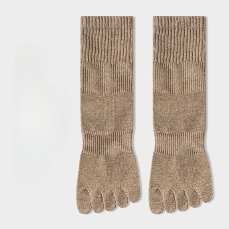 Носки с пятью пальцами, Женские хлопковые носки до середины икры, Антибактериальные, Влагоотводящие, Бесшовные спортивные носки, Тонкие однотонные носки с раздельными пальцами