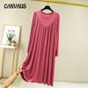 Pleated Dress Women's Ruffle Loose Plus Size Nightgown Long Long Sleeve Dress