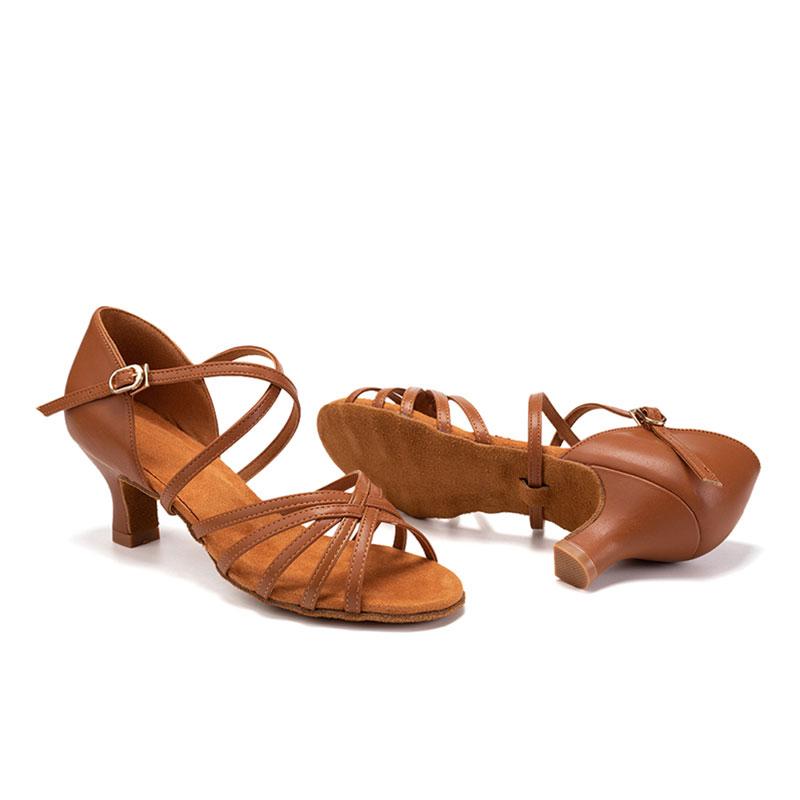 Кожаные туфли на среднем каблуке для латиноамериканских танцев для женщин, подошва из мягкой замши, танго, вальс, ча-ча, бальные туфли для вечеринок, средний каблук 5,5 см