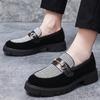 Men Punk Loafer Dress Elevator Shoes Height Increase Houndstooth Leather Shoes Thick Sole Platform Shoes Plus Size