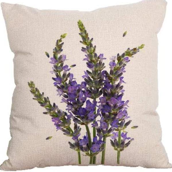 Растение и Цветок Льняная Наволочка Фиолетовая Лаванда С Принтом Подушка Чехол Наволочка Дом Диван